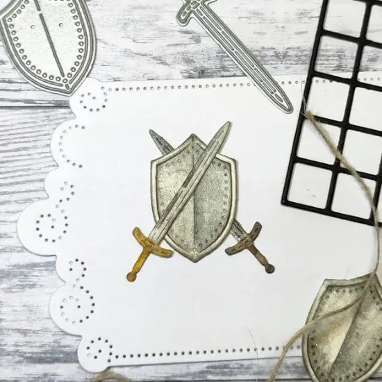 Afbeeldingen van Zwaard en schild - stans - Gummiapan - D240105