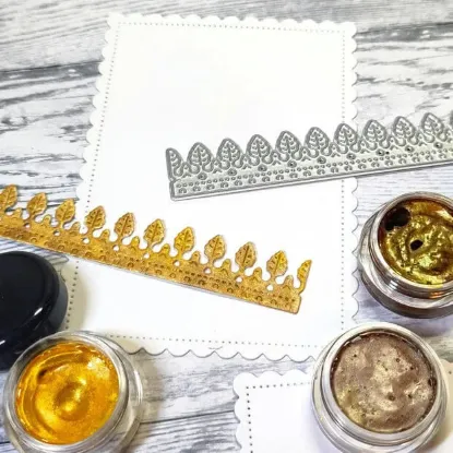 Afbeeldingen van Rand met bladeren - stans - Gummiapan - D240109