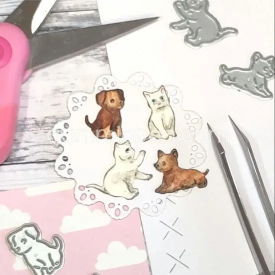 Afbeeldingen van Pups en kittens - stans - Gummiapan - D240133