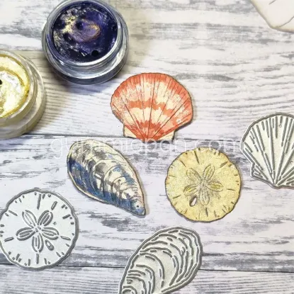 Afbeeldingen van Grote schelpen - stans - Gummiapan - D240324