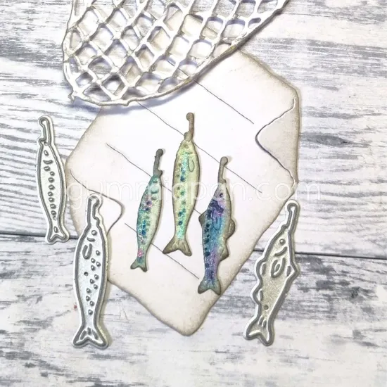 Picture of Vissen aan de haak - stans - Gummiapan - D240330