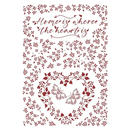 Afbeeldingen van Stamperia Stencil A4 Provence Home is Where the Hearting - KSG490