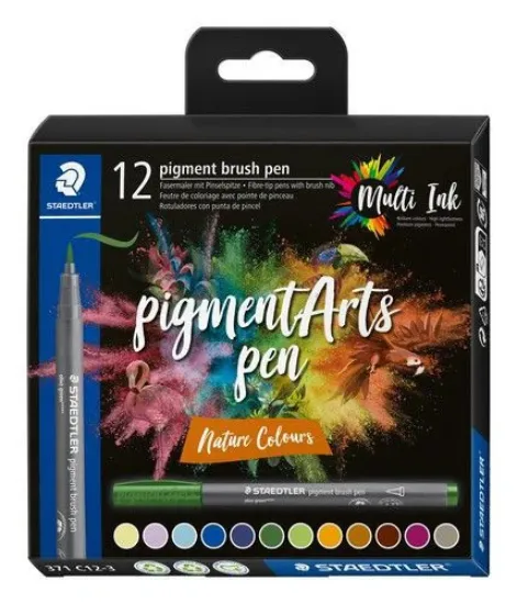 Afbeeldingen van Staedtler Pigment arts -brush -box 12 st - nature colours 371 C12-3