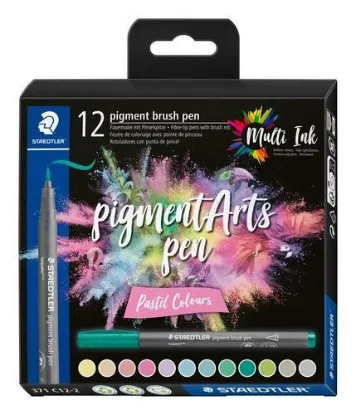 Afbeeldingen van Staedtler Pigment arts -brush -box 12 st - pastel colours 371 C12-2
