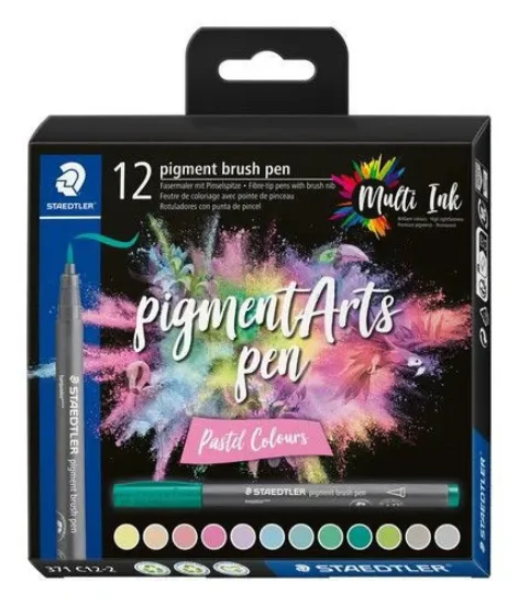 Afbeeldingen van Staedtler Pigment arts -brush -box 12 st - pastel colours 371 C12-2