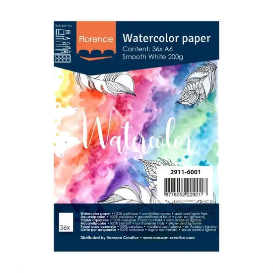 Afbeeldingen van Florence • Aquarelpapier A6 smooth White 200gr 36vellen