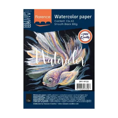 Afbeeldingen van Florence • Aquarelpapier smooth Black A5 15pcs 300g