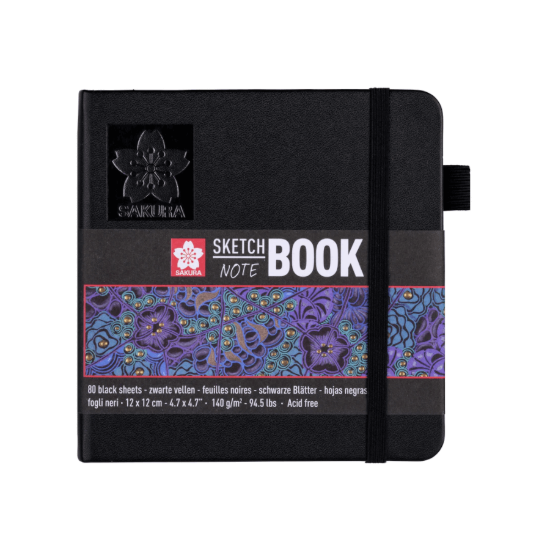 Afbeeldingen van Sakura Schetsboek 12x12 cm 140gr 80 vel Zwart