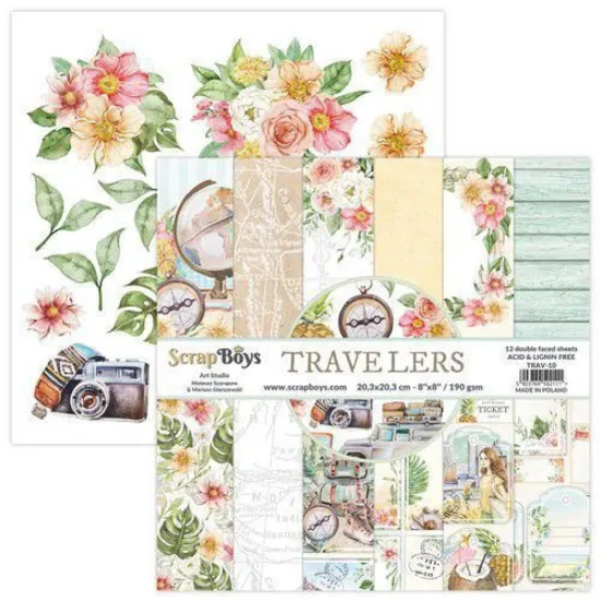 Afbeeldingen van Scrapboys 8x8 inch Paper Pad - Travelers