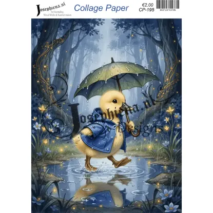 Eendje met paraplu - Josephiena's collagepapier - CP-195