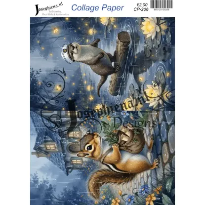 Dieren in de regen - Josephiena's collagepapier - CP-206