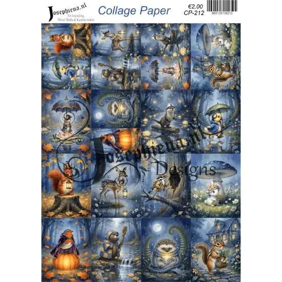 Bosdieren in de nacht - Josephiena's collagepapier - CP-212